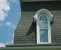 Hooded dormer window on mansard roof.; Heritage Division, N.S. Dept of Tourism, Culture and Heritage, 2009.