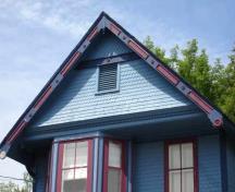 Detail view of the front gable.; RHI 2006