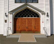 Front Entrance, St. Peter's Roman Catholic Church, Tracadie, Nova Scotia, 2009.; Heritage Division, N.S. Dept. of Tourism, Culture and Heritage, 2009.