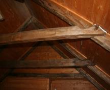 Showing wooden pegs in rafters; Province of PEI, 2008