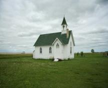 Primary elevations, from the southwest, of Union Point United Church, Morris area, 2009; Historic Resources Branch, Manitoba Culture, Heritage and Tourism, 2009
