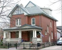 Of note is the veranda with a pediment roof.; City of Brantford, 2004.