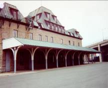 General view of the rear elevation of the Newfoundland Railway Headquarters National Historic Site of Canada terminus building, 1997.; Public Works and Government Services Canada / Travaux publics et Services gouvernementaux Canada, 1997.
