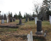 The Old Seal Cove Cemetery has terraced lots to level some of the family plots, as the cemetery is build on very unlevel ground.; Grand Manan Historical Society