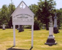Sign on cemetery grounds; PEI Genealogical Society, George Sanborn Jr., 2009