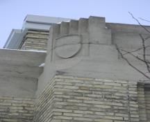 Corner detail of the Women's Tribute Memorial Lodge, Winnipeg, 2007; Historic Resources Branch, Manitoba Culture, Heritage and Tourism, 2007