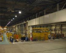 General view of Canadian Car & Foundry National Historic Site of Canada, showing a view of Production Bay 'B' from Building 3, 2008.; Parks Canada Agency/Agence Parcs Canada, D. Dodd, 2008