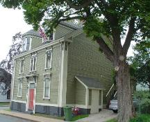 49 Cornwallis Street, Old Town Lunenburg, from the northeast showing windowless north façade, 2004; Heritage Division, Nova Scotia Department of Tourism, Culture and Heritage, 2004