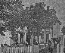 This photo was taken in 1907, while the property belonged to John L. Peck, who also owned the bank in Hillsborough; Village of Hillsborough from William Henry Steeves House Museum archives