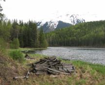Remains of collapsed Yukon Telegraph cabin, Echo Lake; Regional District of Kitimat-Stikine, 2009