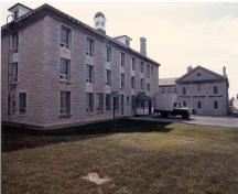 View of the Former Prison for Women, showing the masonry construction, 1988.; Travaux publics Canada / Public Works Canada, 1988.