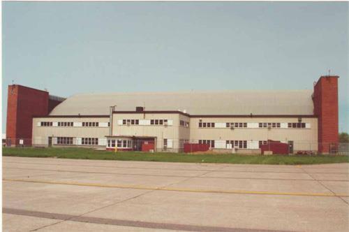 View of the south elevation of Hangar 14