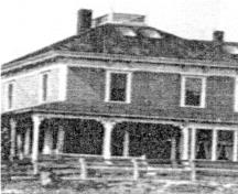 The Mansfield House circa 1910, showing traditional styling such as a widow's walk as well as modern conveniences such as skylights.; Village of Hillsborough from William Henry Steeves House archives