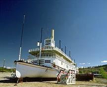 General view of the S.S. Klondike showing the quality of the vessel’s construction and its components, in particular its structural framing, mechanical systems and its well-executed carved planking, 1977.; Parks Canada Agency / Agence Parcs Canada, P. McCloskey, 1977.