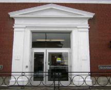 This photograph illustrates the entrance of the bank building, 2009; Town of St. Andrews