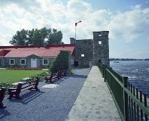 General view of Fort Chambly showing its location on the banks of the Richelieu River, 1965.; Parks Canada Agency / Agence Parcs Canada.