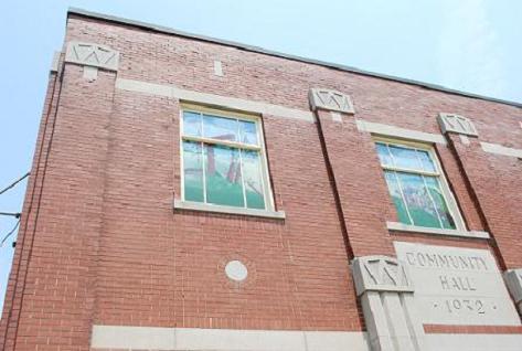 Community Hall facade windows