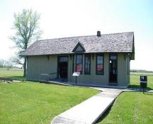 A front view of the Oil Springs Railway Station; Photograph taken by Dana Johnson, May 4th, 2010, with permission of the Oil Museum of Canada