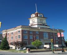General view of St. Boniface City Hall, showing its Classical-revival style with formally symmetrical façade, 2005.; St. Boniface City Hall, Lil Zebra, 2005.