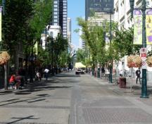 General view of Stephen Avenue showing the visual coherence of the street, created by facades set flush to the sidewalk, 2009.; Stephen Avenue, Alex Abboud, July 2009.