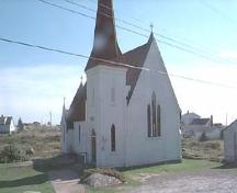 Front elevagtion, St. John's Anglican Church, Peggy's Cove, 2000.; HRM Planning and Development Services, Heritage Property Program, 2000.