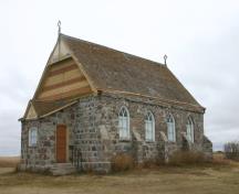 View from the southwest of the Breadalbane Presbyterian Church, Kenton area, 2012; Historic Resources Branch, Manitoba Culture, Heritage and Tourism, 2013