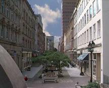 Granville Mall Streetscape, view from the Cogswell Interchange Ramp towards Duke Street,  Halifax, Nova Scotia, 2000.; HRM Planning and Development Services, Heritage Property Program, 2000