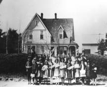 House with group of children, c. 1910; Garden of the Gulf Museum Collection