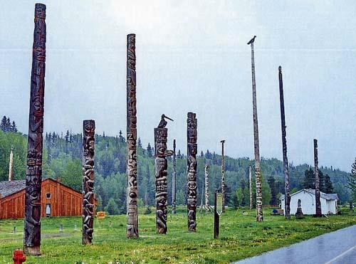 Totem Poles at Kitwankul in 2007