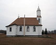 Side view, from the south, of Holy Cross Greek Catholic Church, Inwood area, 2007; Historic Resources Branch, Manitoba Culture, Heritage, Tourism and Sport, 2007