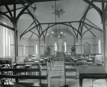 The west hall set up for Sunday School for the children of Little Trinity Parish, 1910; Anglican Diocese of Toronto Archives