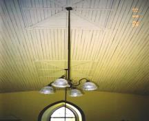 Wooden decorative ceiling and light fixture, 2002; OHT, 2002