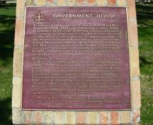 General view of Government House, showing the commemorative plaque, 2009.; Government House, Jimmy Emerson, 2009.