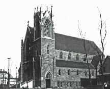 St. Bernard's Church prior to additions in 1918 and construction of the stone rectory in 1917.; Moncton Museum