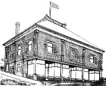 Odd Fellows Block, Line Drawing, 1909; The Daily Columbian, August 7,1909; page 1.