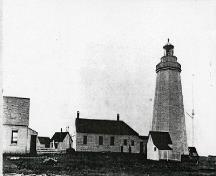Historic photograph showing former light tower at Point Escuminac light station; Library and Archives Canada, Marine Aids / Bibliothèque et Archives du Canada, Aide maritime, PA-148048