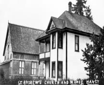 Exterior view, St. Andrew's Church and Manse, circa 1920.; Maple Ridge Museum and Archives, P00970