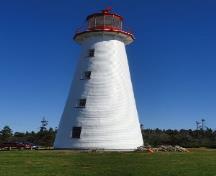 General view of Point Prim Lighthouse showing the four windows aligned vertically, September 2016.; Kim Smith