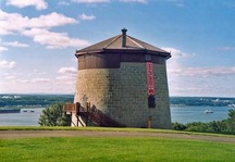 General view of Québec Martello Towers, showing their siting, overlooking the St Lawrence and Charles River, 2003.; Parks Canada Agency / Agence Parcs Canada, 2003.