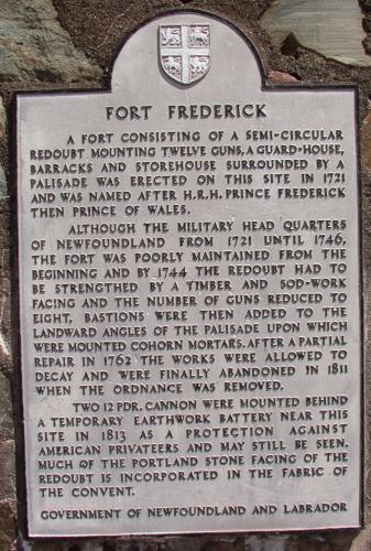 Fort Frederick Plaque, Placentia, NL