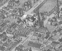 The Rand house is depicted in this 1881 hand-drawn map of Moncton as it was prior to any major additions to the rear.; Moncton Museum