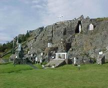 View of Our Lady of Lourdes Grotto, Flatrock, NL from front, right of center.  ; Used with permission of K. Bruce Lane Photography, www.lanephotography.com
