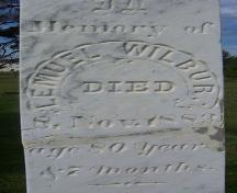 tombstone of Lemuel Wilbur; Town of Shediac