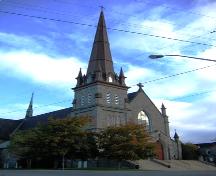 An angled view of the Cathedral that is built with local granite.; City of Bathurst