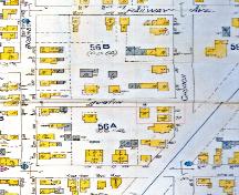 This fire insurance map of Moncton from 1911 shows the three similar residences at the corner Church and Austin Streets.; Moncton Museum
