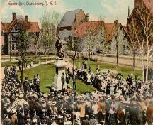 Postcard image showing house in upper left facing onto Queen Square, early 1900s; Doug Murray, Postal Historian