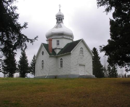 Exterior view of west side of church.