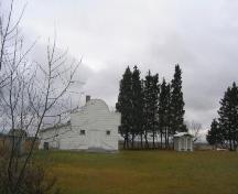 View of church hall and non-contributing outbuildings, 2005.; Government of Saskatchewan, Michael Thome, 2005.