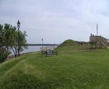 Showing a survey stone in the foreground with Prince Edward Battery on the right; City of Charlottetown, Natalie Munn, 2006