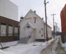 View of the front of the Orange Hall that faces north to 84 Avenue (March 2006); City of Edmonton, 2006